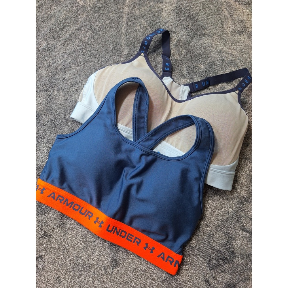 2‎ Pc Under Armour Sports Bra's Womens L Blue Active Athleisure Athletic
